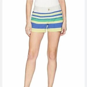 Columbia PFG Women's Shorts Size 8 Cotton Yellow Blue Striped Outdoor